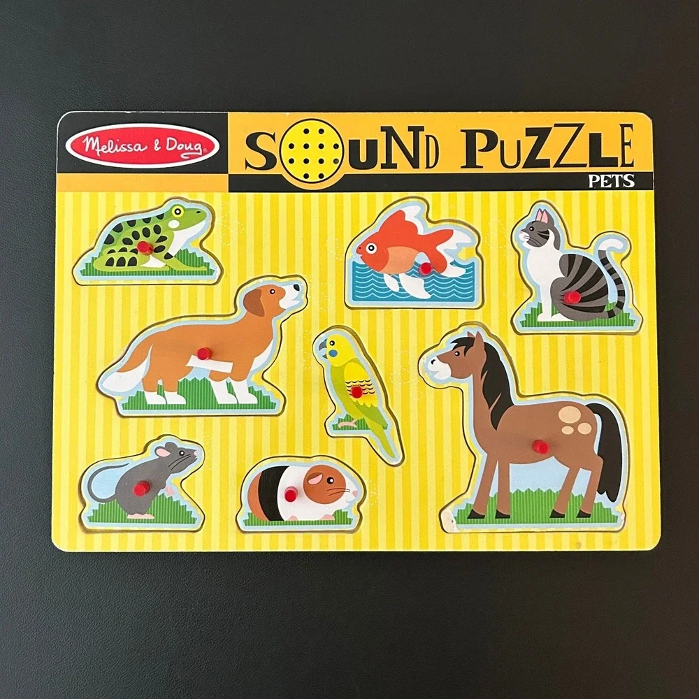 Melissa & Doug Pets Sound Puzzle Wooden Peg Toy 8 Pieces 730 Animal Sounds
